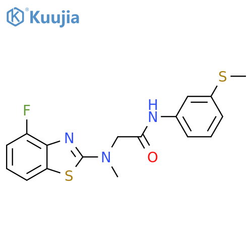 2-(4-fluoro-1,3-benzothiazol-2-yl)(methyl)amino-N-3-(methylsulfanyl)phenylacetamide structure