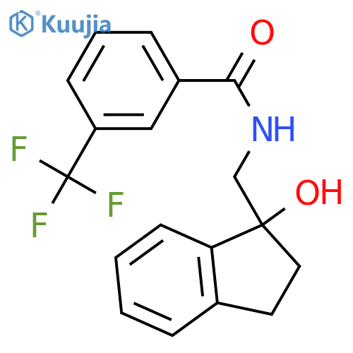 N-(1-hydroxy-2,3-dihydro-1H-inden-1-yl)methyl-3-(trifluoromethyl)benzamide structure