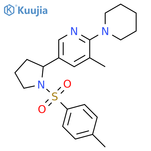 3-Methyl-5-[1-(toluene-4-sulfonyl)-pyrrolidin-2-yl]-3,4,5,6-tetrahydro-2H-[1,2]bipyridinyl structure
