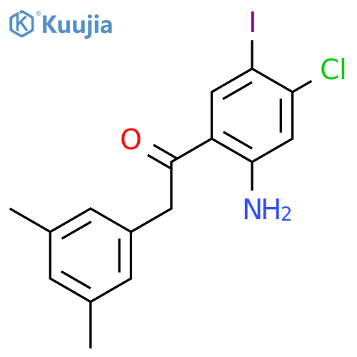 1-(2-amino-4-chloro-5-iodo-phenyl)-2-(3,5-dimethyl-phenyl)-ethanone structure