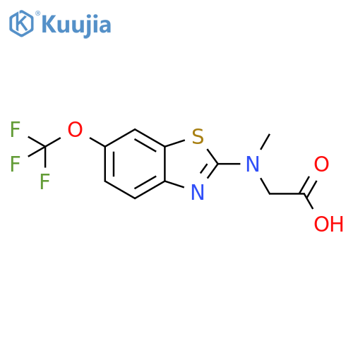 2-{methyl[6-(trifluoromethoxy)-1,3-benzothiazol-2-yl]amino}acetic acid structure