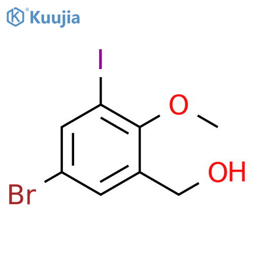 (5-bromo-3-iodo-2-methoxyphenyl)methanol structure