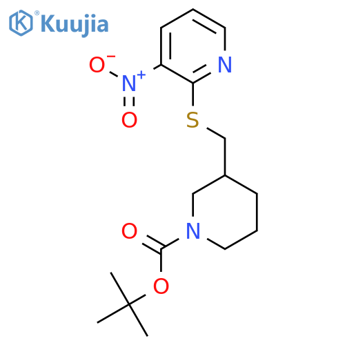 tert-Butyl 3-(((3-nitropyridin-2-yl)thio)methyl)piperidine-1-carboxylate structure