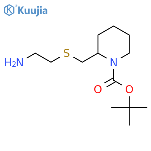 2-(2-Amino-ethylsulfanylmethyl)-piperidine-1-carboxylic acid tert-butyl ester structure