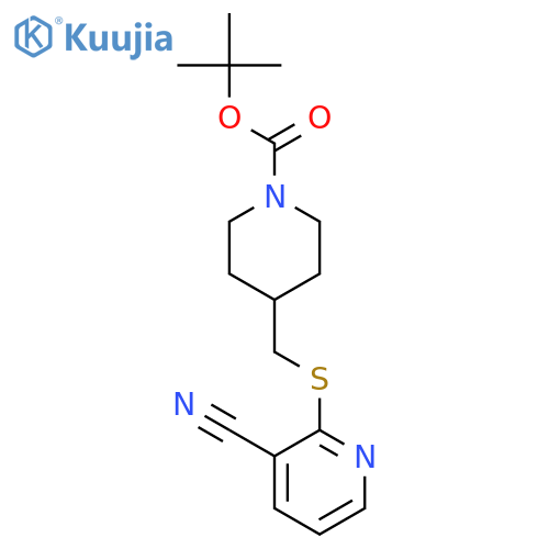 tert-Butyl 4-(((3-cyanopyridin-2-yl)thio)methyl)piperidine-1-carboxylate structure