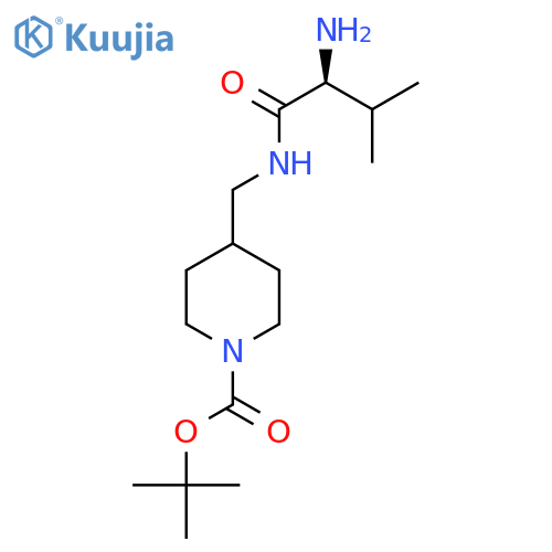 4-[((S)-2-Amino-3-methyl-butyrylamino)-methyl]-piperidine-1-carboxylic acid tert-butyl ester structure