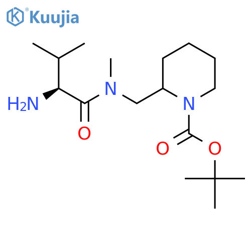Tert-butyl 2-[[[(2S)-2-amino-3-methylbutanoyl]-methylamino]methyl]piperidine-1-carboxylate structure