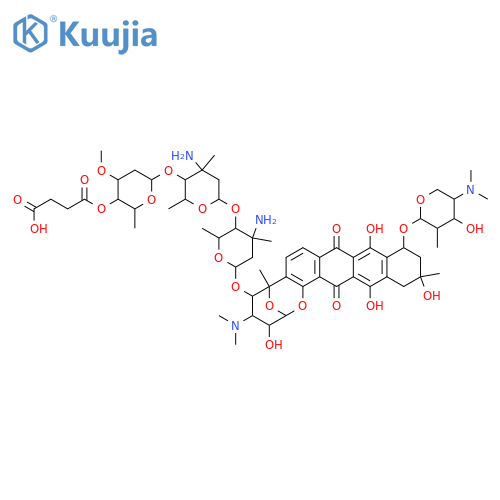 2,6-Epoxy-2H-naphthaceno[1,2-b]oxocin-9,16-dione,5-[[O-4-O-(3-carboxy-1-oxopropyl)-2,6-dideoxy-3-O-methyl-a-L-lyxo-hexopyranosyl-(1&reg;4)-O-3-amino-2,3,6-trideoxy-3-C-methyl-b-L-ribo-hexopyranosyl-(1&reg;4)-3-amino-2,3,6-trideoxy-3-C-methyl-b-L-ribo-hexopyranosyl]oxy]-4-(dimethylamino)-3,4,5,6,11,12,13,14-octahydro-3,10,13,15-tetrahydroxy-6,13-dimethyl-11-[[2,3,6-trideoxy-3-(dimethylamino)-a-L-lyxo-hexopyranosyl]oxy]- (9CI) structure