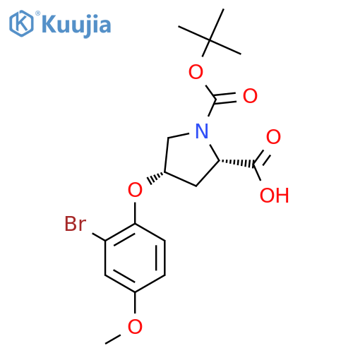 (2S,4S)-4-(2-Bromo-4-methoxyphenoxy)-1-(tert-butoxycarbonyl)-2-pyrrolidinecarboxylic acid structure