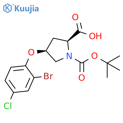 (2S,4S)-4-(2-Bromo-4-chlorophenoxy)-1-(tert-butoxycarbonyl)-2-pyrrolidinecarboxylic acid structure