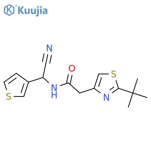 2-(2-tert-butyl-1,3-thiazol-4-yl)-N-[cyano(thiophen-3-yl)methyl]acetamide structure