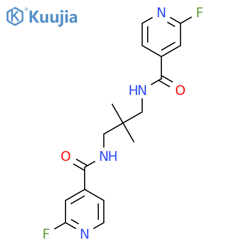 2-fluoro-N-{3-[(2-fluoropyridin-4-yl)formamido]-2,2-dimethylpropyl}pyridine-4-carboxamide structure