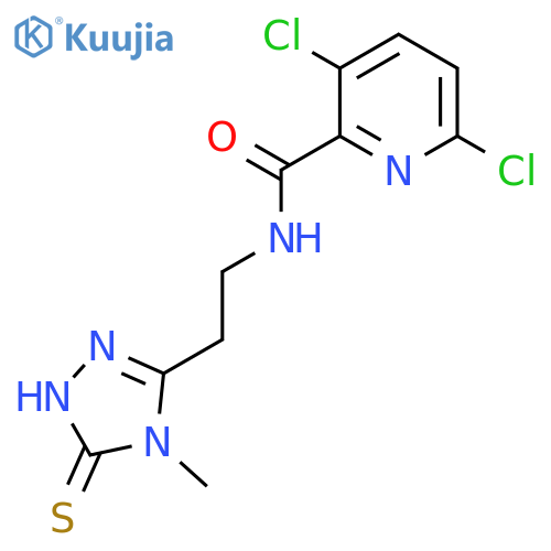 3,6-dichloro-N-2-(4-methyl-5-sulfanyl-4H-1,2,4-triazol-3-yl)ethylpyridine-2-carboxamide structure