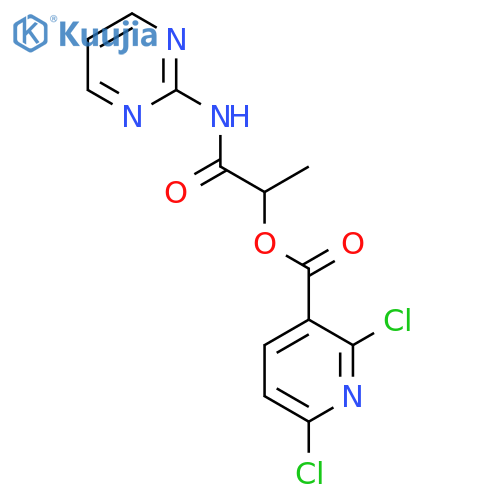 1-[(Pyrimidin-2-yl)carbamoyl]ethyl 2,6-dichloropyridine-3-carboxylate structure
