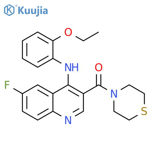 N-(2-ethoxyphenyl)-6-fluoro-3-(thiomorpholine-4-carbonyl)quinolin-4-amine structure