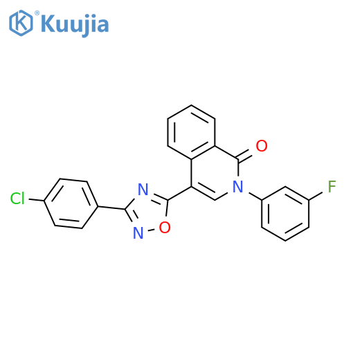 4-[3-(4-chlorophenyl)-1,2,4-oxadiazol-5-yl]-2-(3-fluorophenyl)-1,2-dihydroisoquinolin-1-one structure