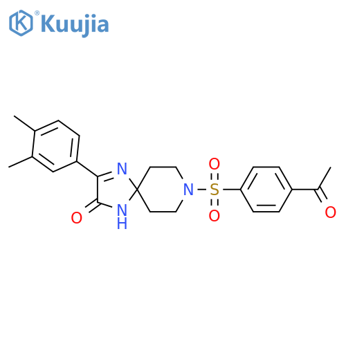 8-(4-acetylbenzenesulfonyl)-3-(3,4-dimethylphenyl)-1,4,8-triazaspiro[4.5]dec-3-en-2-one structure