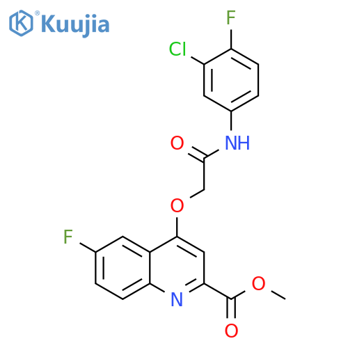 methyl 4-{[(3-chloro-4-fluorophenyl)carbamoyl]methoxy}-6-fluoroquinoline-2-carboxylate structure