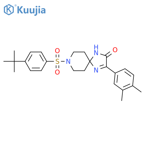 8-(4-tert-butylbenzenesulfonyl)-3-(3,4-dimethylphenyl)-1,4,8-triazaspiro[4.5]dec-3-en-2-one structure
