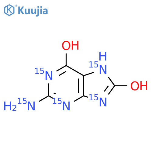 2-Amino-6,8-dihydroxypurine-15N5 structure