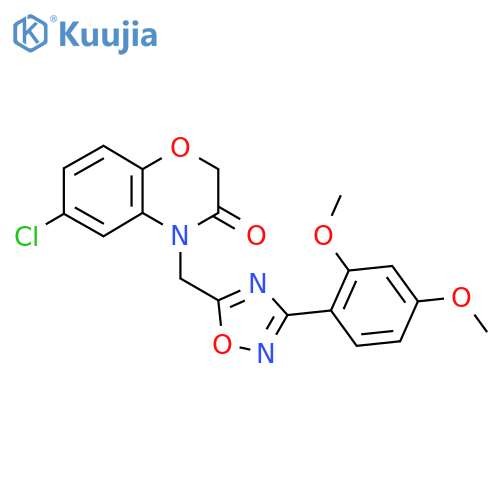 6-chloro-4-{3-(2,4-dimethoxyphenyl)-1,2,4-oxadiazol-5-ylmethyl}-3,4-dihydro-2H-1,4-benzoxazin-3-one structure