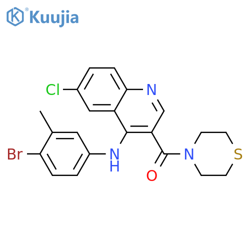 N-(4-bromo-3-methylphenyl)-6-chloro-3-(thiomorpholine-4-carbonyl)quinolin-4-amine structure