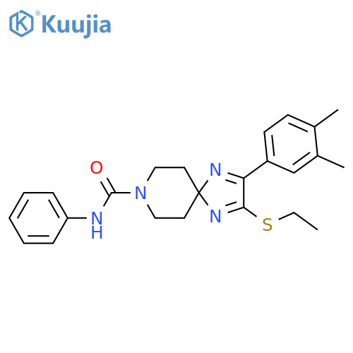 2-(3,4-dimethylphenyl)-3-(ethylsulfanyl)-N-phenyl-1,4,8-triazaspiro[4.5]deca-1,3-diene-8-carboxamide structure