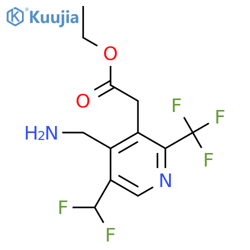 Ethyl 4-(aminomethyl)-5-(difluoromethyl)-2-(trifluoromethyl)pyridine-3-acetate structure