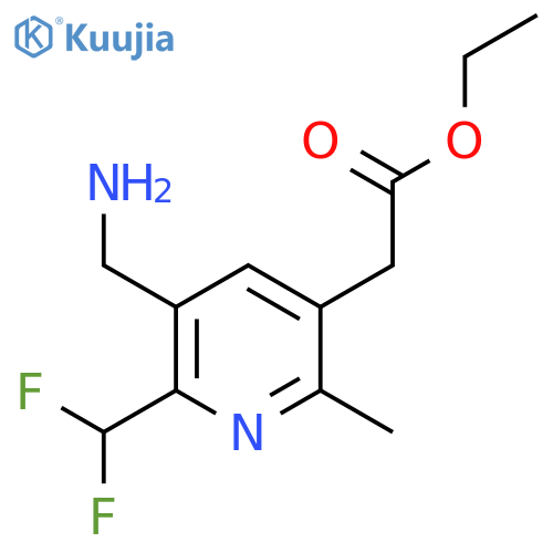Ethyl 3-(aminomethyl)-2-(difluoromethyl)-6-methylpyridine-5-acetate structure