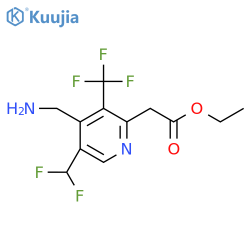 Ethyl 4-(aminomethyl)-5-(difluoromethyl)-3-(trifluoromethyl)pyridine-2-acetate structure