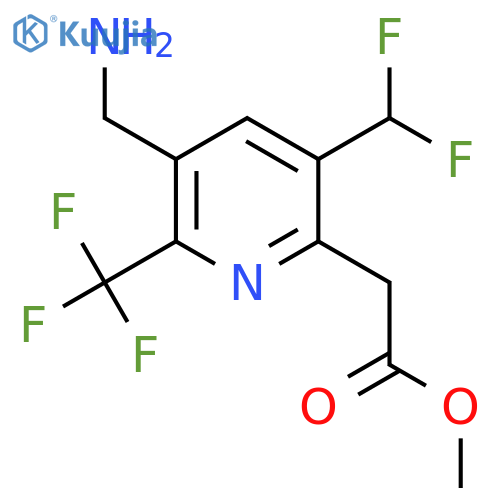 Methyl 3-(aminomethyl)-5-(difluoromethyl)-2-(trifluoromethyl)pyridine-6-acetate structure