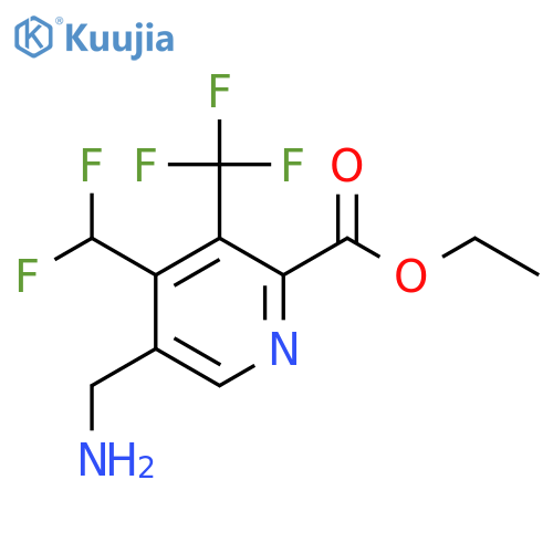 Ethyl 5-(aminomethyl)-4-(difluoromethyl)-3-(trifluoromethyl)pyridine-2-carboxylate structure