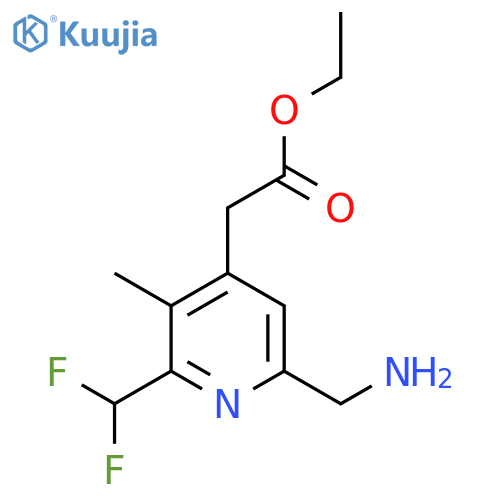 Ethyl 6-(aminomethyl)-2-(difluoromethyl)-3-methylpyridine-4-acetate structure