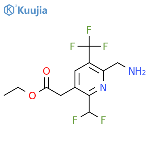 Ethyl 2-(aminomethyl)-6-(difluoromethyl)-3-(trifluoromethyl)pyridine-5-acetate structure