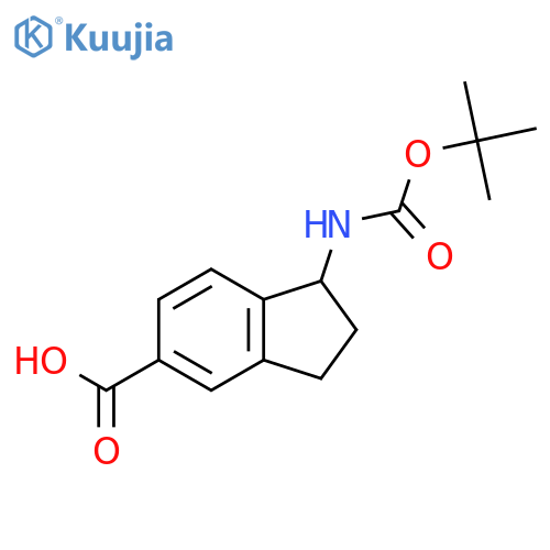 1-((Tert-Butoxycarbonyl)amino)-2,3-dihydro-1H-indene-5-carboxylic acid structure