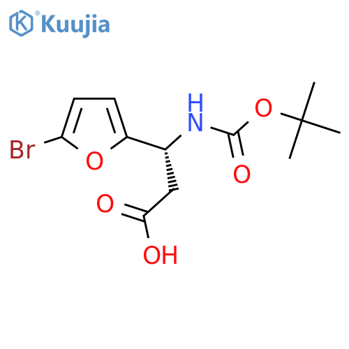 (3R)-3-(5-bromofuran-2-yl)-3-{(tert-butoxy)carbonylamino}propanoic acid structure