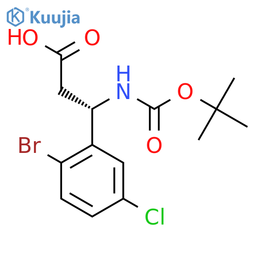 (3S)-3-(2-bromo-5-chlorophenyl)-3-{(tert-butoxy)carbonylamino}propanoic acid structure