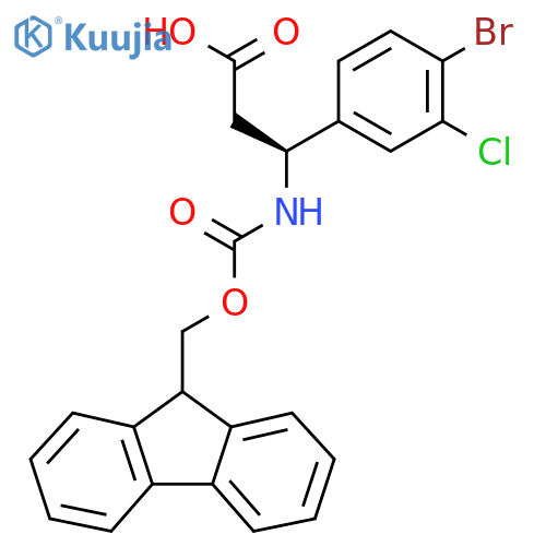 (3S)-3-(4-bromo-3-chlorophenyl)-3-({(9H-fluoren-9-yl)methoxycarbonyl}amino)propanoic acid structure