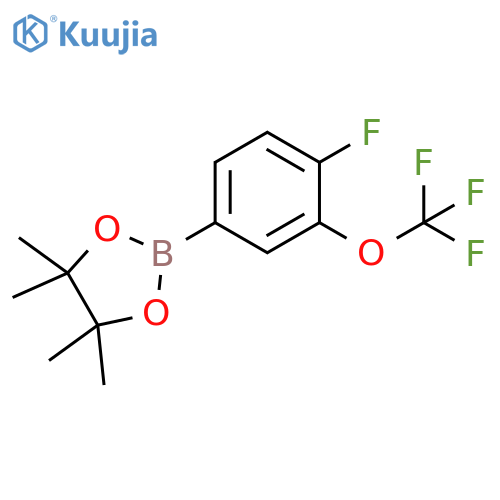 2-[4-fluoro-3-(trifluoromethoxy)phenyl]-4,4,5,5-tetramethyl-1,3,2-dioxaborolane structure