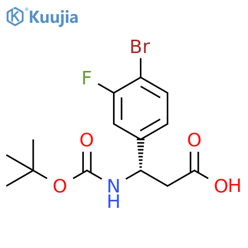 (3S)-3-(4-bromo-3-fluorophenyl)-3-{(tert-butoxy)carbonylamino}propanoic acid structure
