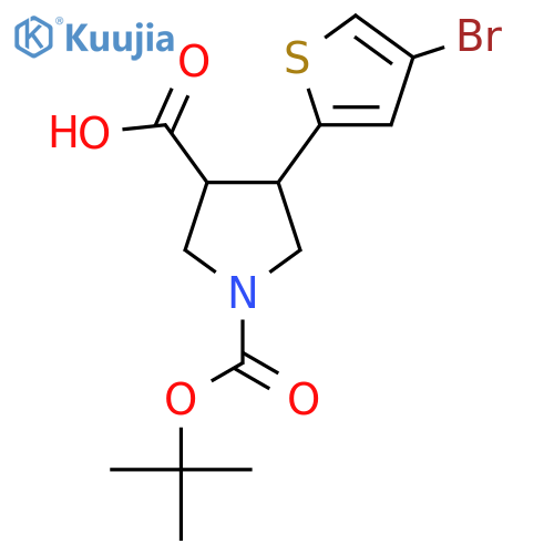 4-(4-bromothiophen-2-yl)-1-(tert-butoxy)carbonylpyrrolidine-3-carboxylic acid structure