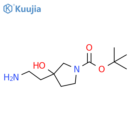 1-Pyrrolidinecarboxylic acid, 3-(2-aminoethyl)-3-hydroxy-, 1,1-dimethylethyl ester structure