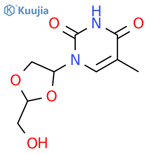 1-[(2R,4S)-2-(hydroxymethyl)-1,3-dioxolan-4-yl]-5-methylpyrimidine-2,4(1H,3H)-dione structure