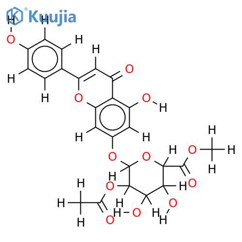 Apigenen 7-O-beta-D-(2-acetyl)-pyranoglucuronic acid methyl ester structure