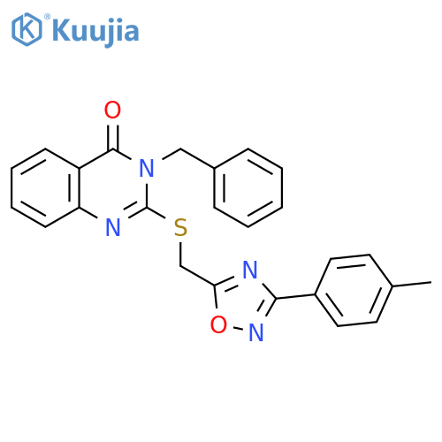 3-benzyl-2-({[3-(4-methylphenyl)-1,2,4-oxadiazol-5-yl]methyl}sulfanyl)-3,4-dihydroquinazolin-4-one structure