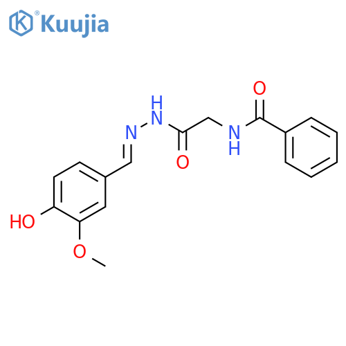 N-({N'-[(1E)-(4-hydroxy-3-methoxyphenyl)methylidene]hydrazinecarbonyl}methyl)benzamide structure