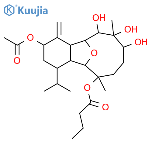 6,13-Epoxy-4(18)-eunicellene-3,7,8,9,12-pentol; (3α,7α,8α,9β,12β)-form, 12-Butanoyl, 3-Ac structure