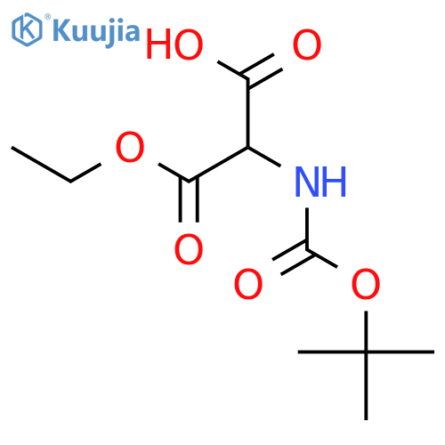 2-{[(tert-butoxy)carbonyl]amino}-3-ethoxy-3-oxopropanoic acid structure