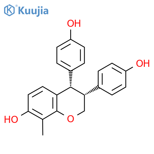 2H-1-Benzopyran-7-ol, 3,4-dihydro-3,4-bis(4-hydroxyphenyl)-8-methyl-, (3R,4S)- structure