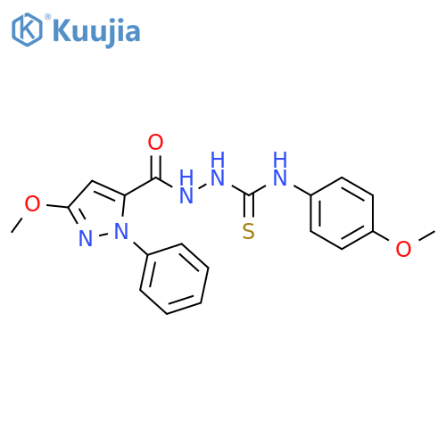 1H-Pyrazole-5-carboxylic acid, 3-methoxy-1-phenyl-, 2-[[(4-methoxyphenyl)amino]thioxomethyl]hydrazide structure
